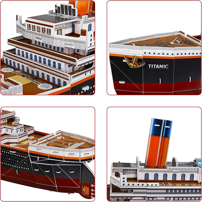 WISESTAR 32.2" L Large Titanic 3D Puzzles Model for Adults and Kids, 116PCS Sinking Cruise Boat Ship Play Model Game Toy Craft Kits, Educational Toy Birthday Gift for Boys Girls