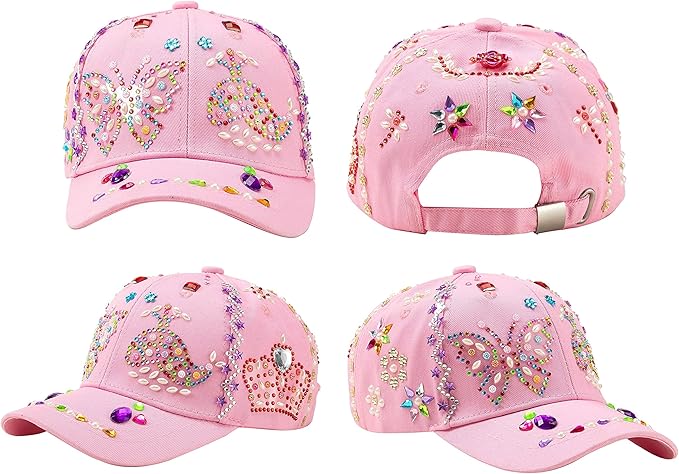 Klever Kits Decorate Your Own Baseball Cap with 7 Sheets Gems Stickers, Art & Crafts Kit for Kids, Fun Creative DIY Toys for Kids Girls