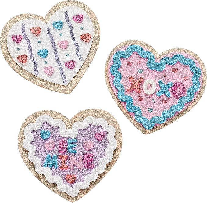 Fun Express Valentine Cookie Foam Magnets Craft Kit - Makes 12 - Valentine's Day Crafts for Kids