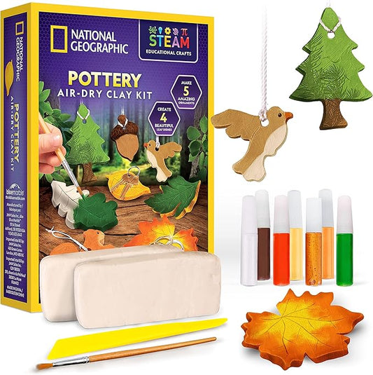 NATIONAL GEOGRAPHIC Modeling Clay Arts & Crafts Kit - Air Dry Clay for Kids Craft Kit with 2 lb. Clay, Sculpting Tool, Paints & More, Make Your Own Clay Creations, Ornaments, and Other Air Dry Pottery