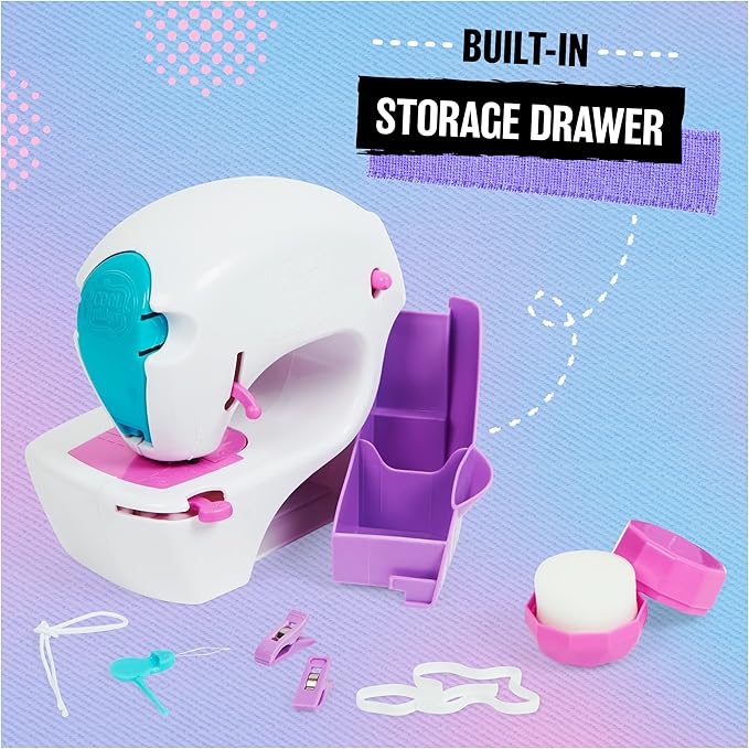 Cool Maker, Stitch ‘N Style Fashion Studio, Pre-Threaded Sewing Machine Toy with Fabric and Water Transfer Prints, Arts & Crafts Kids Toys for Girls