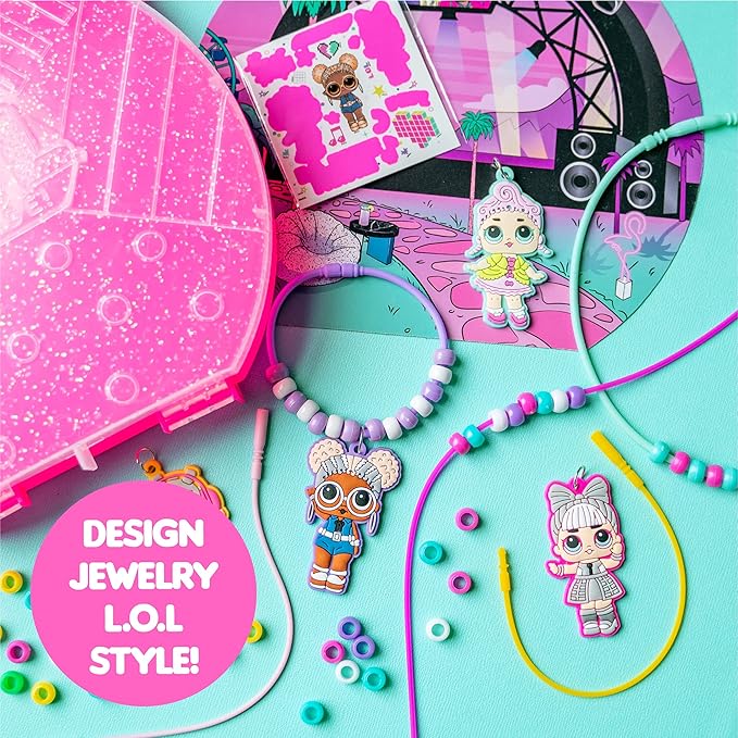 L.O.L. Surprise! Jewelry Activity Case, Create Your Own LOL Surprise Jewelry, Bead Kit Great for Travel and On-The-Go, 100+ Custom Accessories, DIY Jewelry Kit for Kids Ages 5, 6, 7, 8, 9
