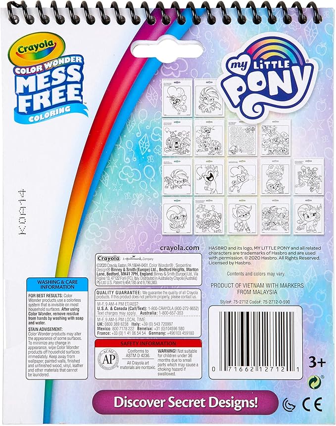 Crayola My Little Pony Color Wonder Activity Pad, 16 Mess Free Coloring Pages, Toddler Travel Activity, My Little Pony Gift