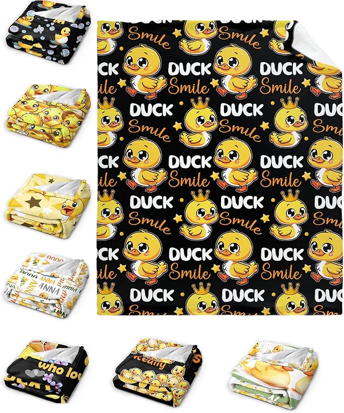 Smile Ducks Blanket Adult duck Blanket Kids Funny Blanket Suitable for Living room Bedroom bed sofa Crib Couch Chair outdoor All Season Items That Yellow Duck Lovers Will Love 50"x40"for Kid