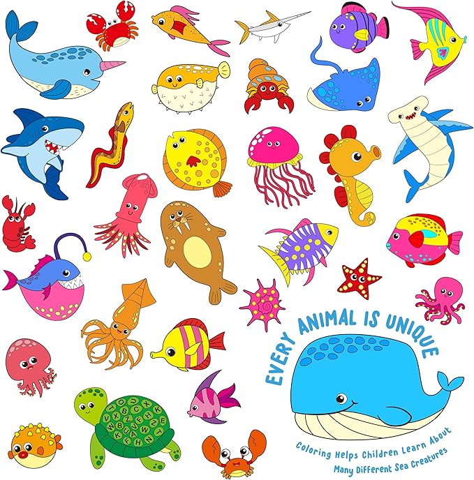 Hebayy 10 Pack Coloring Books for Kids, Ocean Theme Coloring Page with Games, Under the Sea Bulk Mini Coloring Books for Kids, Party Activity, Gifts