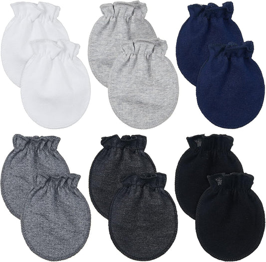 Syhood 6 Pairs Newborn Baby Mittens Cotton No Scratch Infant Gloves Mitten for Baby 0-6 Months Boys Girls