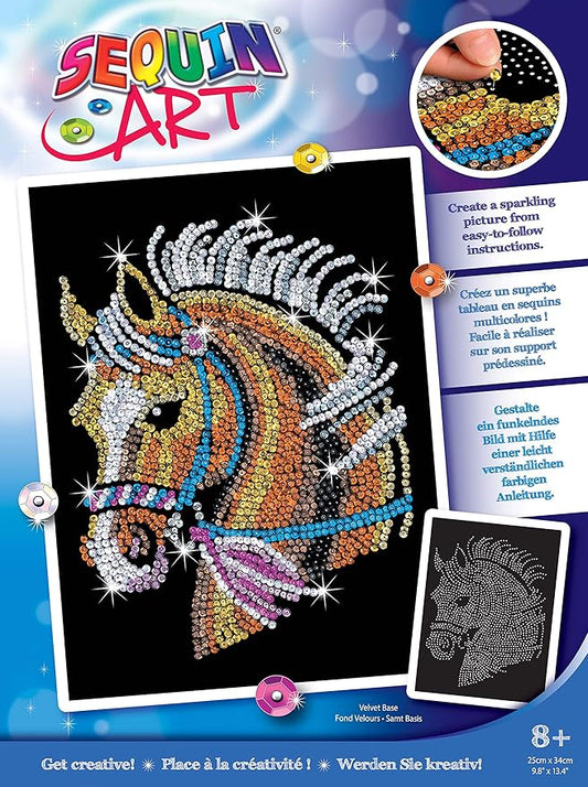 Sequin Art Blue Horse, Sparkling Arts and Crafts Kit; Creative Crafts for Adults and Kids