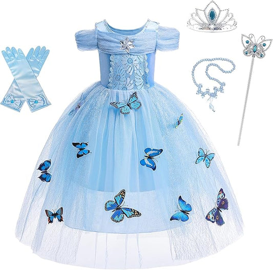 Dressy Daisy Baby-Girls' Princess Dress Costume with Accessories Halloween Fancy Dresses Up Butterfly Size 24 Months Blue