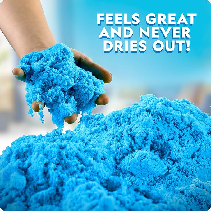 National Geographic Moon Sand - 24 Lb. Bulk Play Sand Kit with 6 Castle Molds (Blue) - A Fun No Mess Sensory Activity, Kids Fake Sand Play Set, Sensory Bin Filler