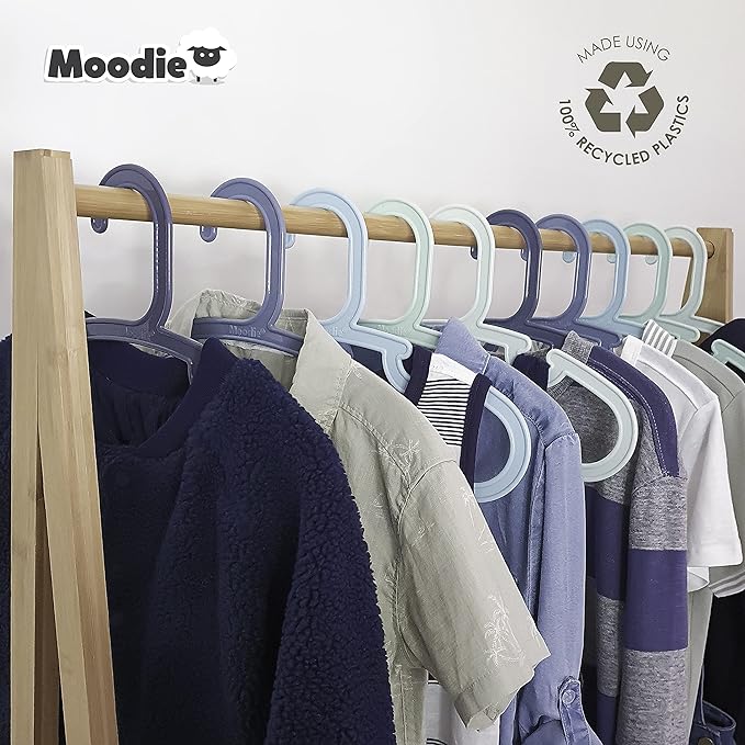 Recycled Plastic Kids Hangers | 13.5" Heavy Duty Kids Clothes Hangers | Bulk Pack Childrens Hangers, Large Child Hangers | Toddler Hangers (2-12yrs | 50 Pack, Blue)