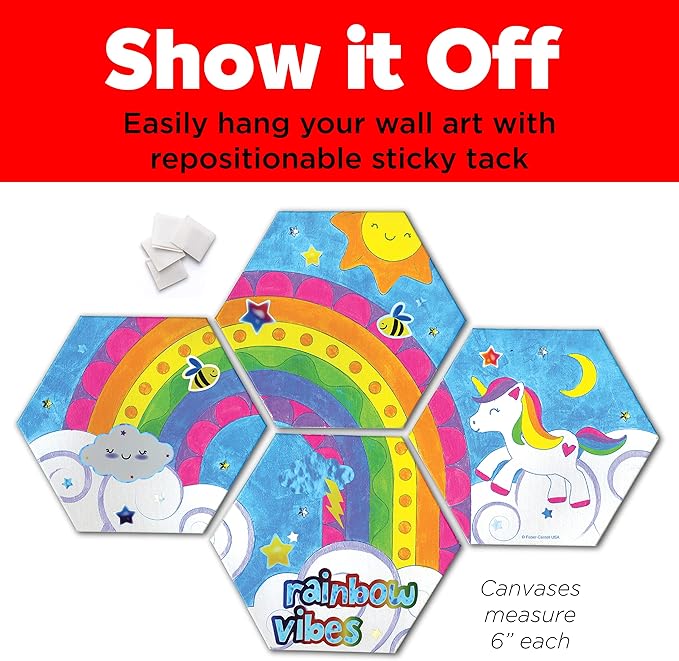 Faber-Castell Rainbow Vibes Wall Art Craft Kit - Paint and Decorate Your Own Unicorn Canvas Art, Unicorn Painting Kit for Kids, Arts and Crafts for Ages 6-8+, Purple