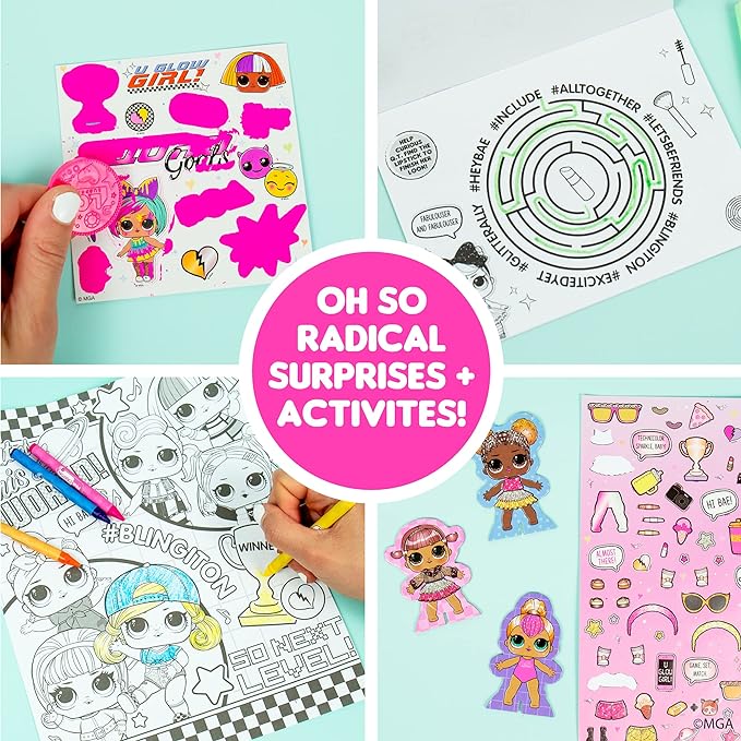 L.O.L. Surprise! Stylin' Studio by Horizon Group USA,Decorate LOL Surprise Paper Dolls With 250+ Accessories - DIY Activity Book, Scratch Art,Sticker Sheet,Coloring Pages,Markers,Crayons & More, Pink