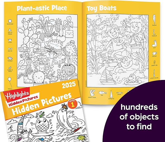 Highlights Hidden Pictures 2025 Activity Books for Kids Ages 6 and Up, 4-Book Set of Travel-Friendly Screen Free Seek and Find Fun, Books Double as Coloring Books
