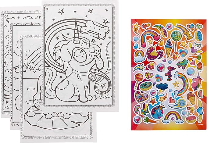 Crayola Uni-Creatures & Cosmic Cats Coloring Book Set - 2 Pack (96pgs), Animal Sticker Sheet, Metallic Crayons & Glitter Crayons