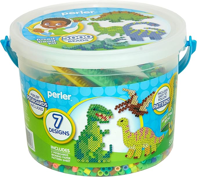 Perler Dinosaur Craft Bead Bucket Activity Kit, 5004 pcs