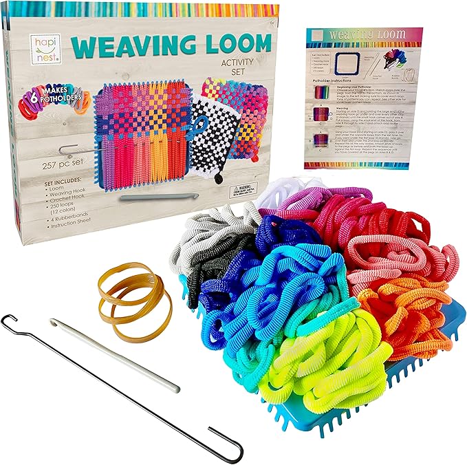 Hapinest Make Your Own Potholders Weaving Loom for Kids, Weaving Loom Kit, Pot Holder Loom Kit for Beginners, Potholder Loops Arts and Crafts Kit for Kids Girls Boys Ages 6 7 8 9 10-12 Years Old & Up