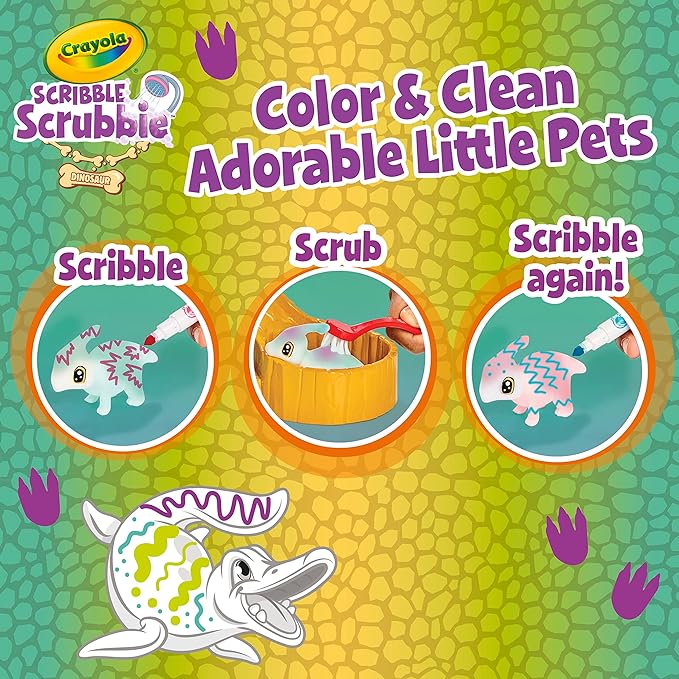 Crayola Scribble Scrubbie Pets Dinosaur Waterslide, Dinosaur Toys for Kids, Pet Grooming Toy, Gifts for Boys & Girls, Ages 3+