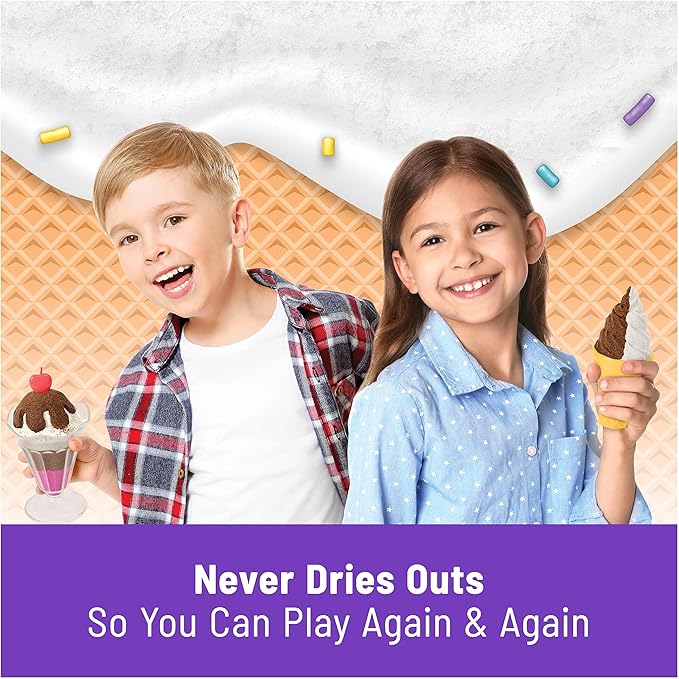 Kinetic Sand Scents, Ice Cream Treats Playset with 3 Colors Scented Play Sand & 6 Tools, Sensory Toys for Kids Ages 3 and up