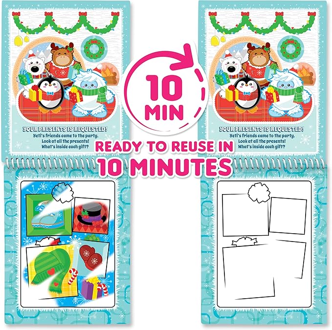 Scentco Holiday Water Magic (2 Pack - Candy Cane & Gingerbread) - Patented Gourmet Scented Reusable Water Reveal Activity Books - Stocking Stuffers, for Kids, No Mess, All Fun
