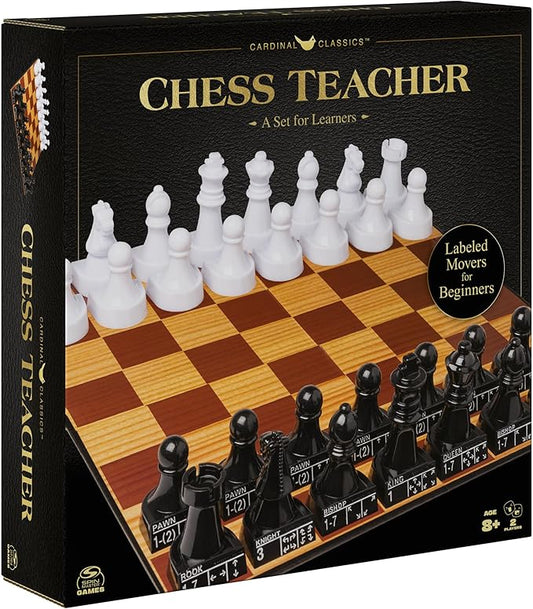 Spin Master Games, Cardinal Classics Chess Teacher, Learn to Play Strategy Board Games for Beginners, Chess, 2 Players, for Kids Ages 8 & Up