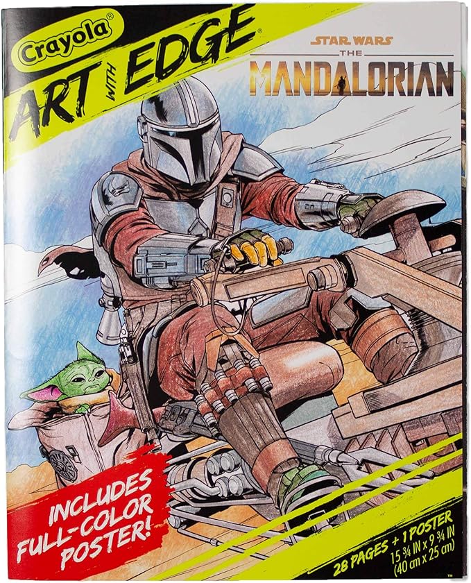 Crayola Mandalorian Coloring Book with Poster, Baby Yoda Featured, Styles Vary, 28 Pages