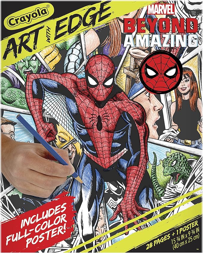 Crayola Art with Edge Spiderman Beyond Amazing Coloring Pages (28pgs), Spiderman Coloring Pages, Adult Coloring, Gift for Teens