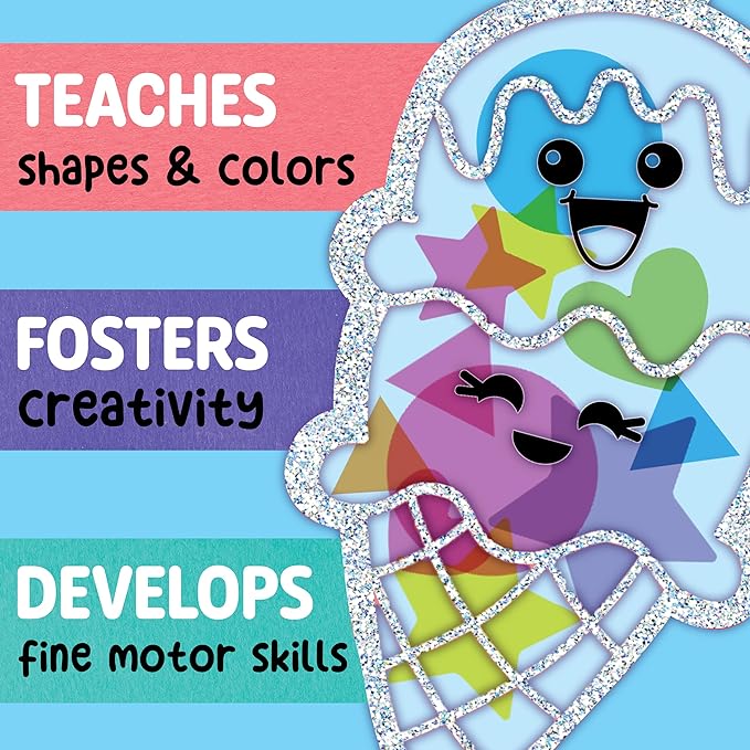 Creativity for Kids Sticker Sun Catchers Mini Craft Kit: Create 2 Suncatchers - Toddler Stocking Stuffers and Gifts Ages 3-4+, Arts & Crafts for Kids, Window Art for Kids