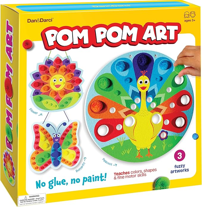 Pom Pom Arts & Crafts Kit for Toddlers - Toddler Art Activity Easter Craft for Little Boys & Girls Ages 3, 4, 5, 6 Years Old Kids Sensory Activities - Builds Fine Motor Skills & Hand-Eye Coordination