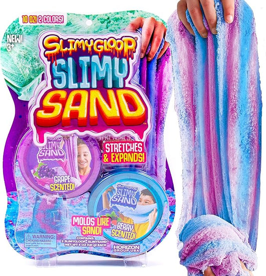 SLIMGLOOP Slimy Sand Twist, 10oz. Blue/Purple Play Sand, 2-in-1 Grape/Berry Scented, Moldable Expandable Sand, Great Sensory Activity for Tactile Fun, Toys for Kids Ages 3, 4, 5, 6, 7