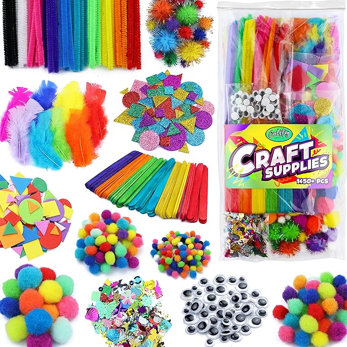 Arts and Crafts Supplies Kit for Kids - Boys and Girls Age 4 5 6 7 8 Years Old - Toddler Art Set Activity Materials - Great for Preschool and Kindergarten Crafting Project - Carl & Kay