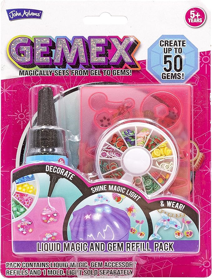 John Adams | GEMEX Refill Set: Magically Sets from Gel to gems! | Arts & Crafts | Ages 5+