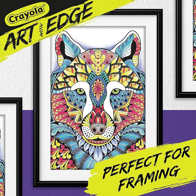 Crayola Art With Edge Jungle Animal Coloring Pages (40pgs), Cute Animals, Mandala Designs, Teen and Adult Coloring Books