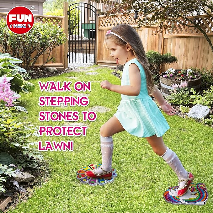 PYO Stepping Stones for Kids, ColorMyWay 2 Pack Unicorn Flower Garden Activities for Girls Boys Ages 3-12 Mosaic Art Kit for Stone Craft